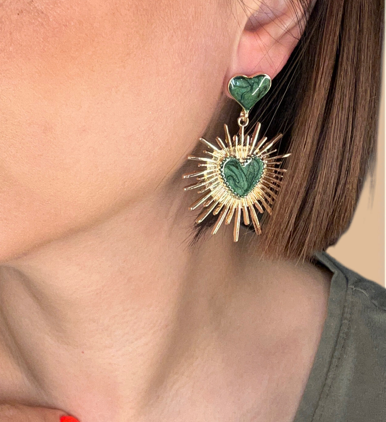 ✨ Boucles “Cœur Émeraude”