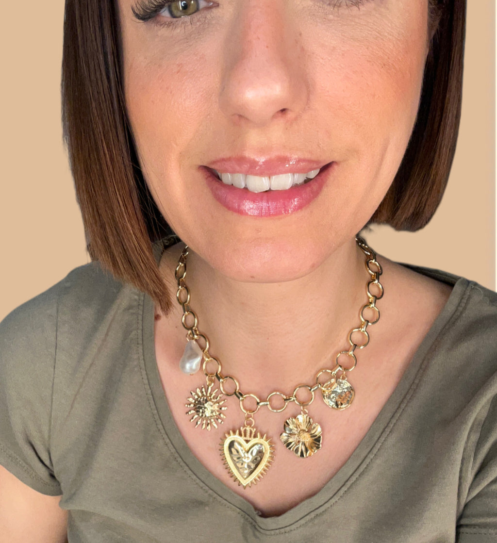 ✨ Collier Charms Soleil & Cœur