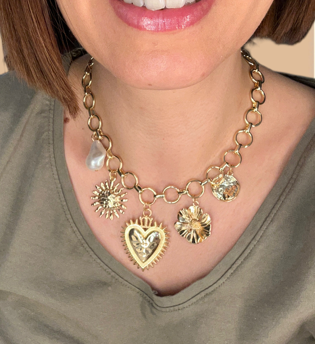 ✨ Collier Charms Soleil & Cœur